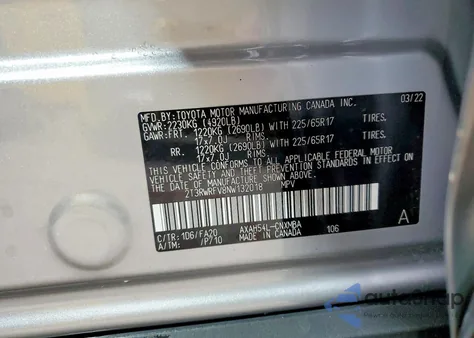 2022 Toyota Rav4 Xle z USA, uszkodzony, nr VIN 2T3RWRFV8NW132018